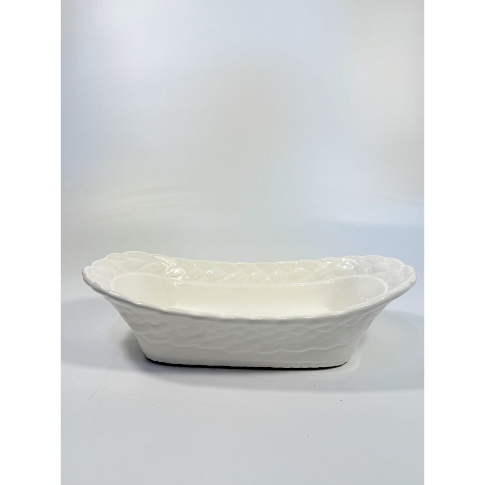 Ironstone White Serving Dish Bowl Oblong Braided Band Vintage Japaan Ceramic - Picture 10 of 16